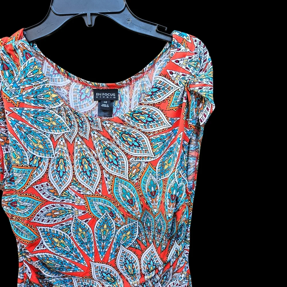 Enfocus Studio Patterned Mini Dress Women Size 14 - Picture 5 of 16